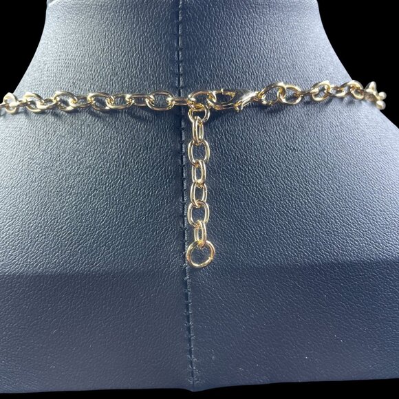 Gold Rhinestone Statement Necklace Earring Set Wedding Glam Elegant Jewelry - Picture 7 of 10